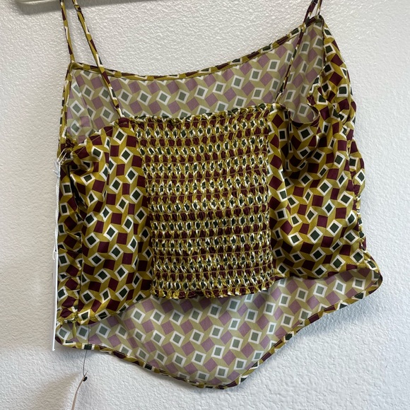 Reformation Gruyere Silk Top NWT Geometric Print Spaghetti Strap Top - Picture 6 of 6